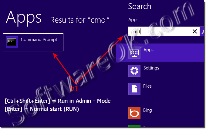 Run cmd.exe the command prompt in administrator mode on Windows 8.1 / 10