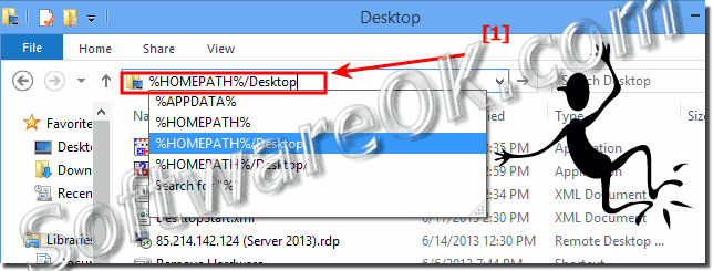 The real Desktop folder path and directory in Windows 8