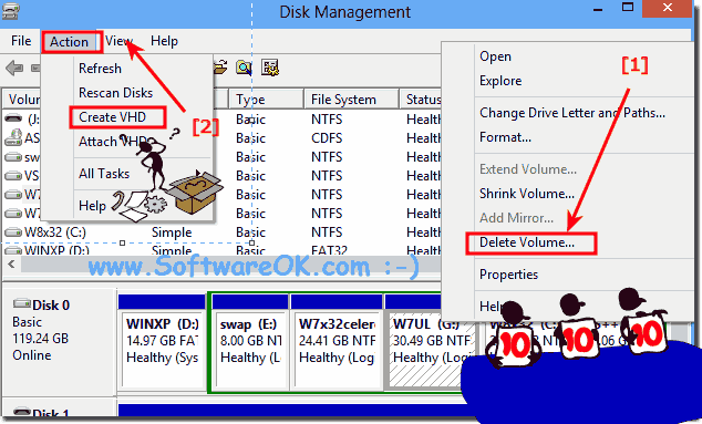 View and delete on Windows 8 partitions