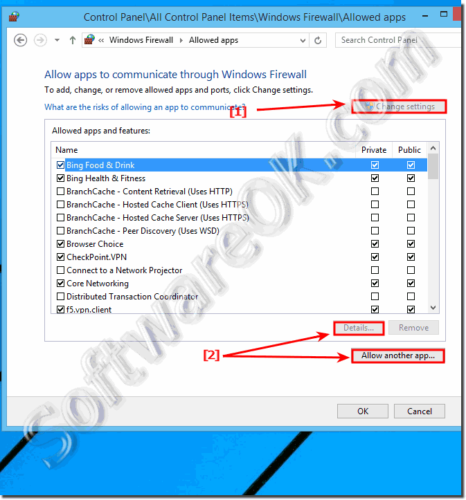 Windows-8.1 Firewall-Allowed apps!