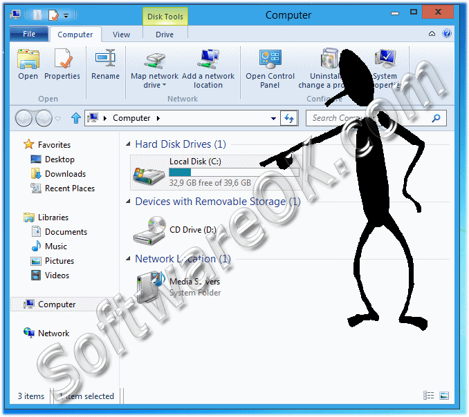 Windows 8 disk partition in MS-Explorer