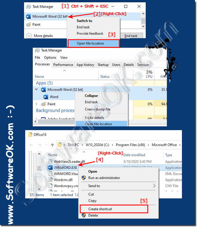 Windows Desktop shortcut for Excel, Outlook, Word!