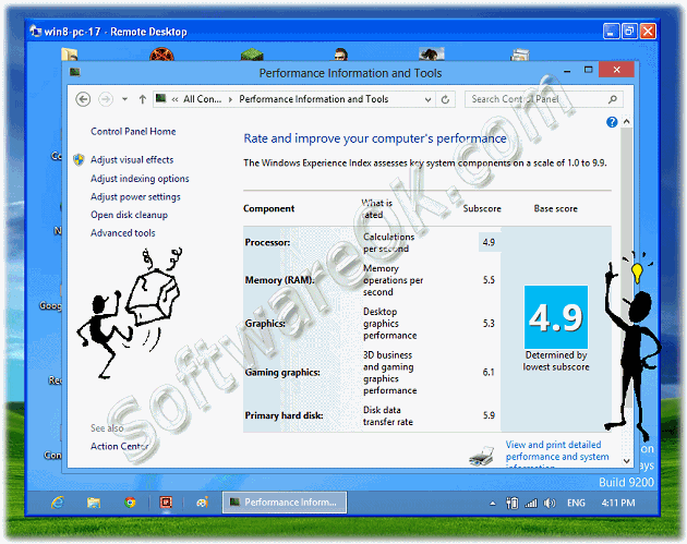 Work on Windos-8 notebook via remote desktop connection