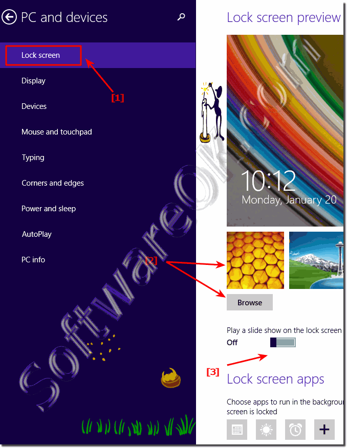 Change image of Windows  and 10 lock screen (select, delete)
