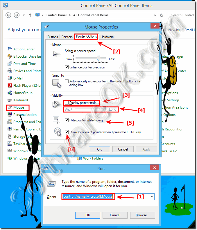 mouse track trails in Windows 8.1 and other Mouse options!