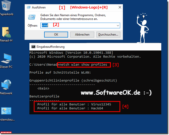 List all saved WiFI profiles by command of the command prompt!