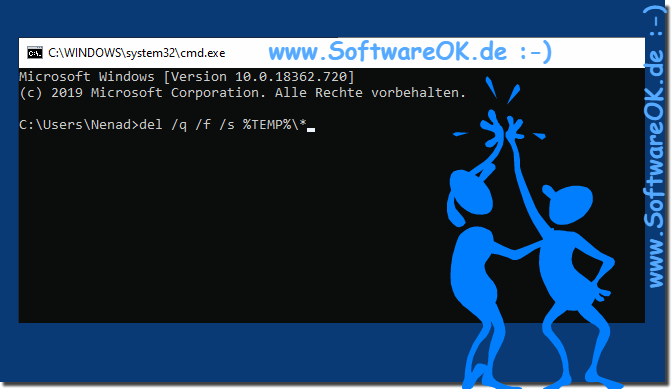 Command line to delete the temporary files on Windows drives!
