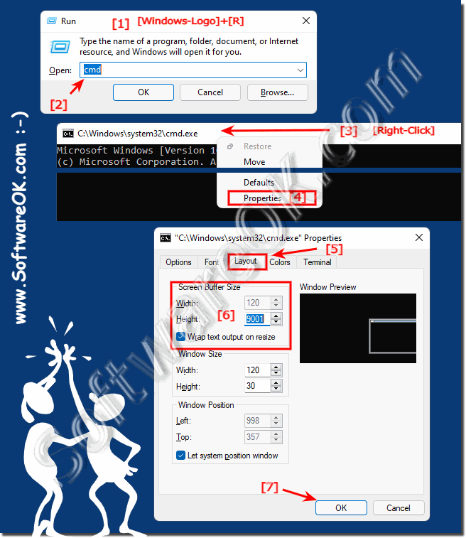 Change the screen buffer size of the Windows command prompt!