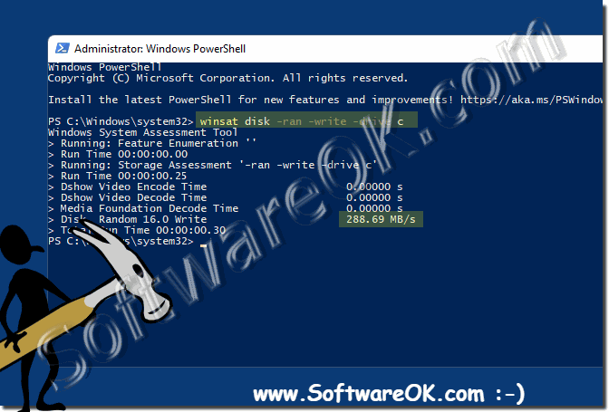 Command line determine hard disk write speed SSD!