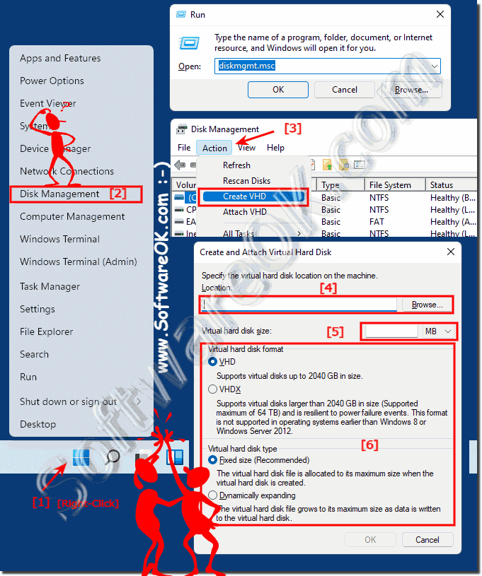 Create a virtual hard disk via the disk management!