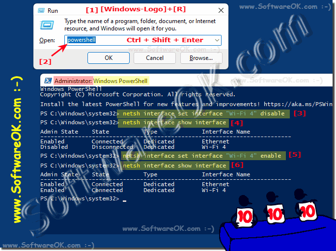 Deactivate and activate network adapter via command prompt!