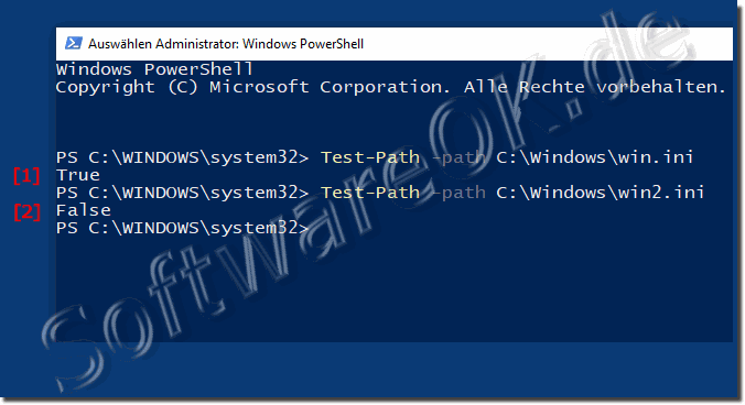 Check whether file exists with Powershell under Windows 10,8.1, ...!