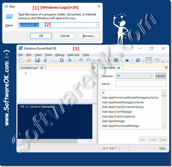 Run powershell_ise under Windows 11, 10, 8.1, ...!