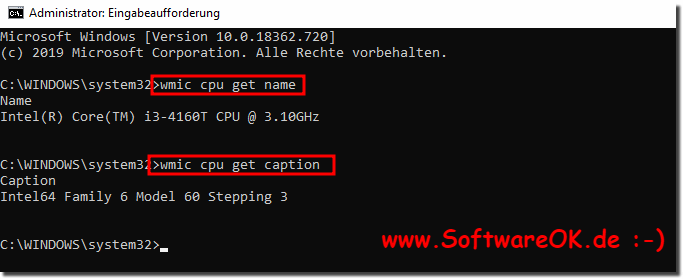 Call up the CPU processor information via the command prompt!