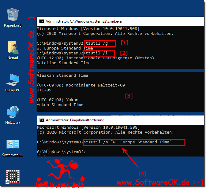 Change Windows time zone via console / Powershell!