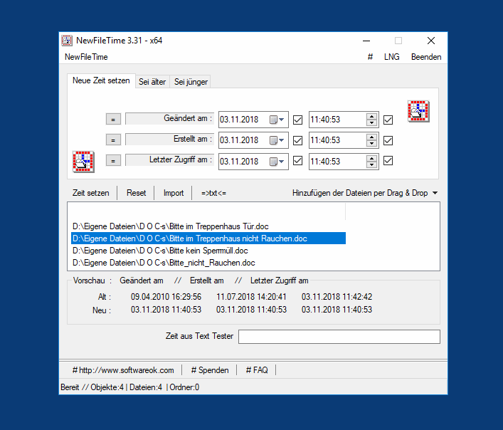 Change file time and folder time