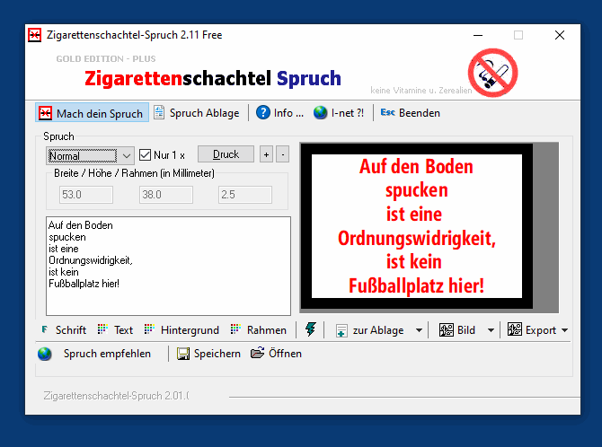 Zigarettenschachtel-Spruch Windows-10  - Zigarettenschachtel-Spruch