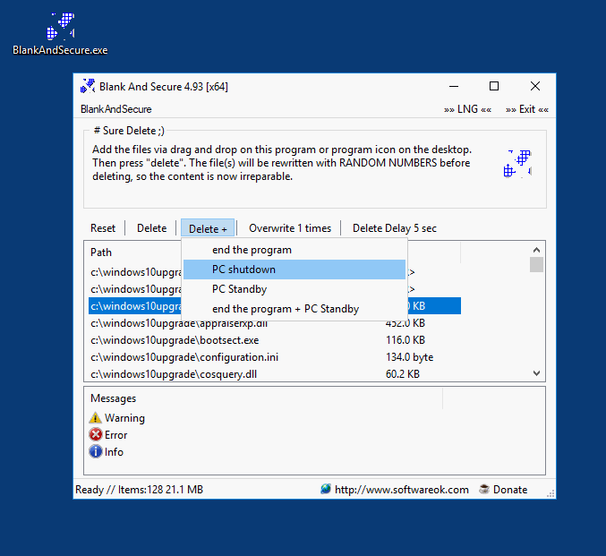 Shut down the Windows PC after deleting the data!