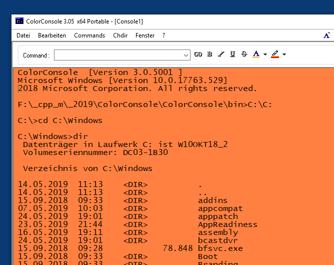 Cmd.exe Alternative in Orange color on MS Windows 10!