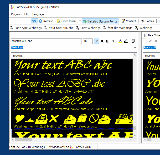List fonts from a folder under Windows that are not installed!