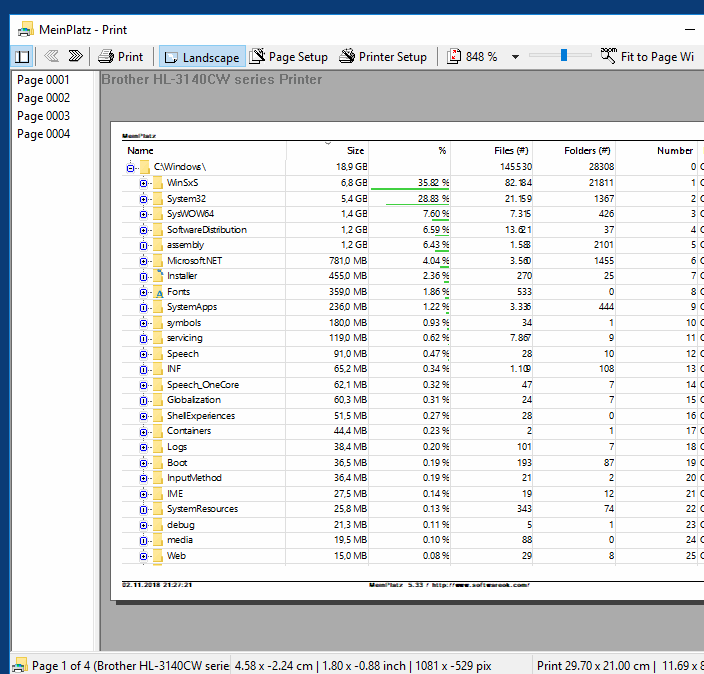 A Directory print feature with integrated print preview for Windows!