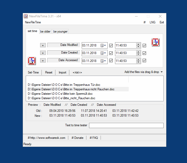 Change timestamps of folders and files quickly and effectively!