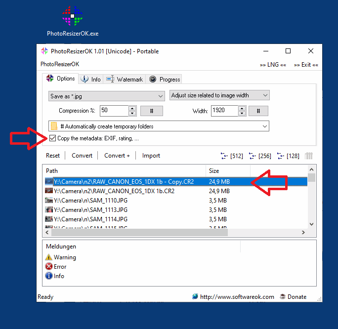 Well suited for reducing RAW image data in batch processing!