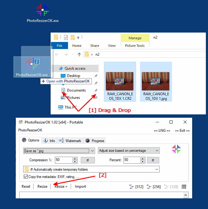 Easy Resize Photos Via Drag and Drop and Upload Resized Images!