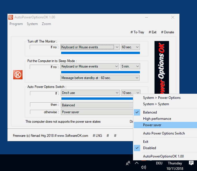 Energy efficiency improvement tool for MS OS