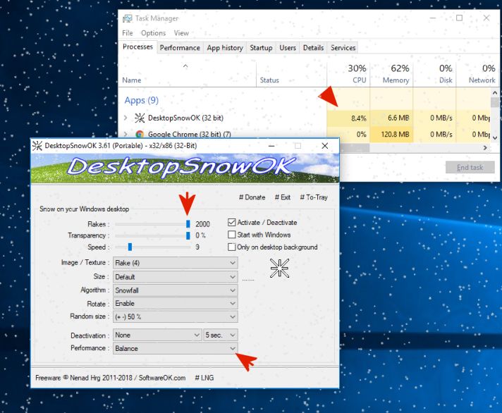 Magic snow flakes on your Windows Desktop