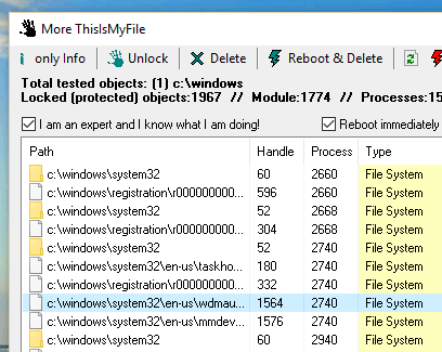 Deleting locked or protected files.